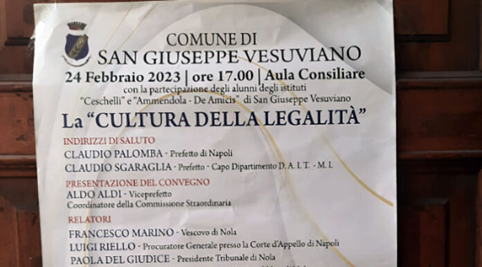Giornata della Legalità, convegno a San Giuseppe Vesuviano con tanti nomi di prestigio