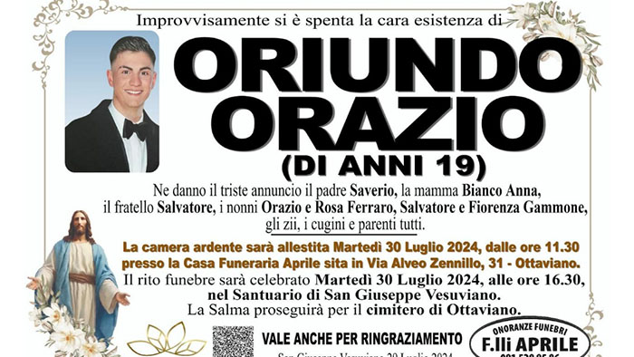 orazio funerali