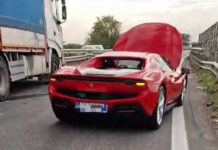 Ferrari in avaria sulla superstrada