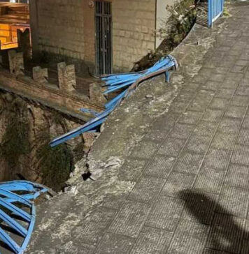 Auto sfonda la ringhiera e precipita